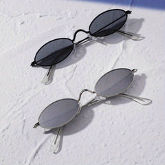 Oval Metal Frame Sunglasses For Women Men Tinted Lens Glasses UV400