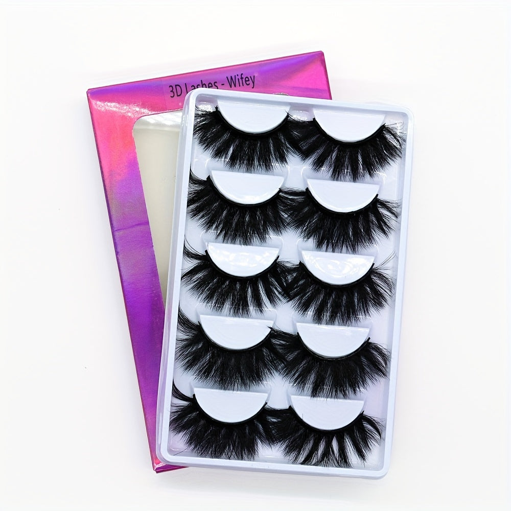 5 Pairs Strip Mink Lashes Extensions Natural Reusable False Eyelashes