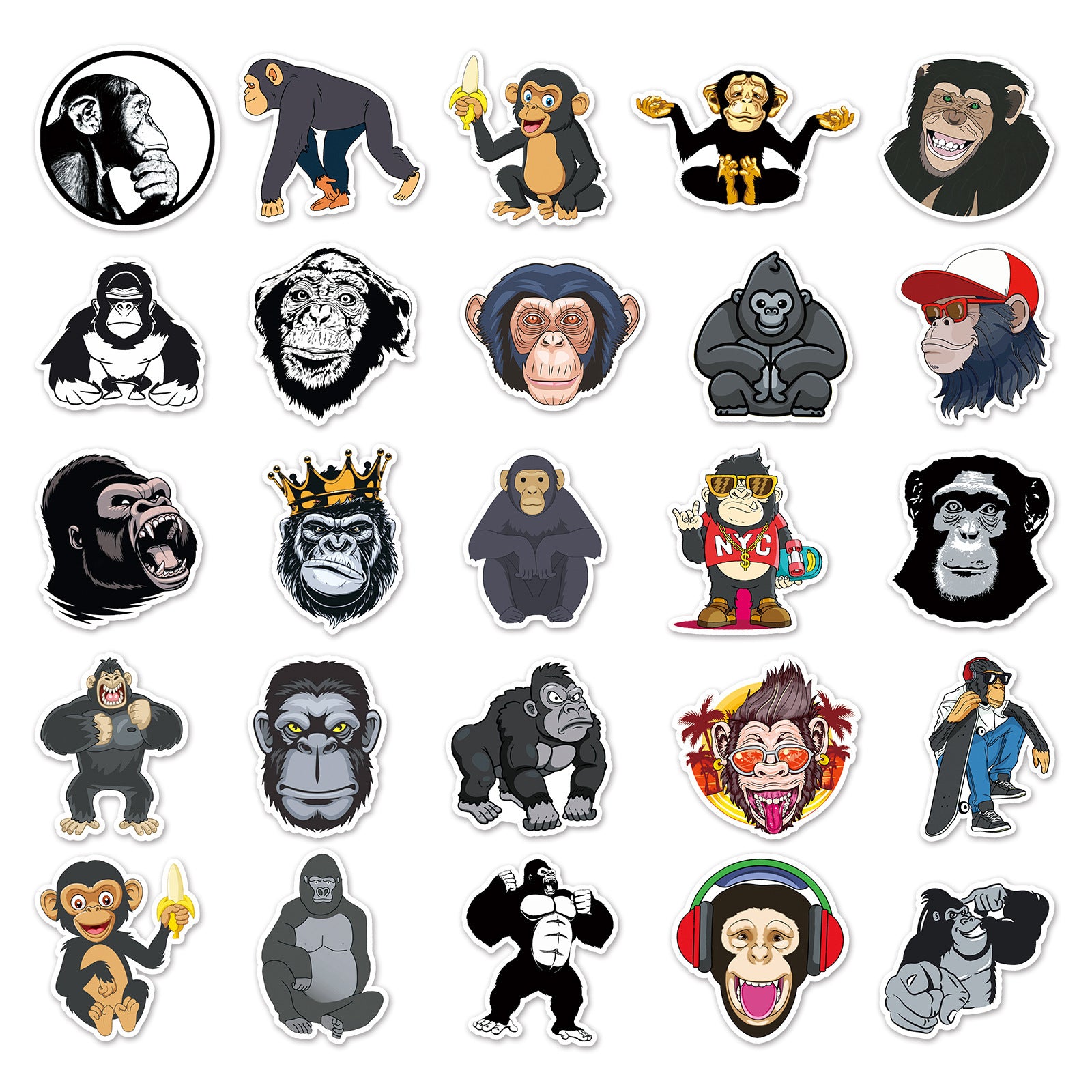 50pcs Orangutan Graffiti Stickers for Water Bottles Luggage Skateboard