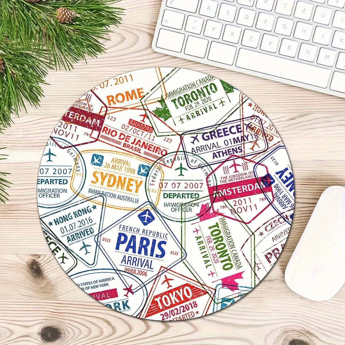 Colorful Aircraft Flight Destination Name Mouse Pad