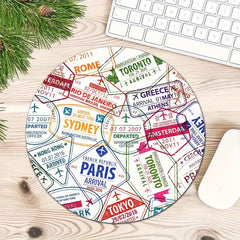 Colorful Aircraft Flight Destination Name Mouse Pad