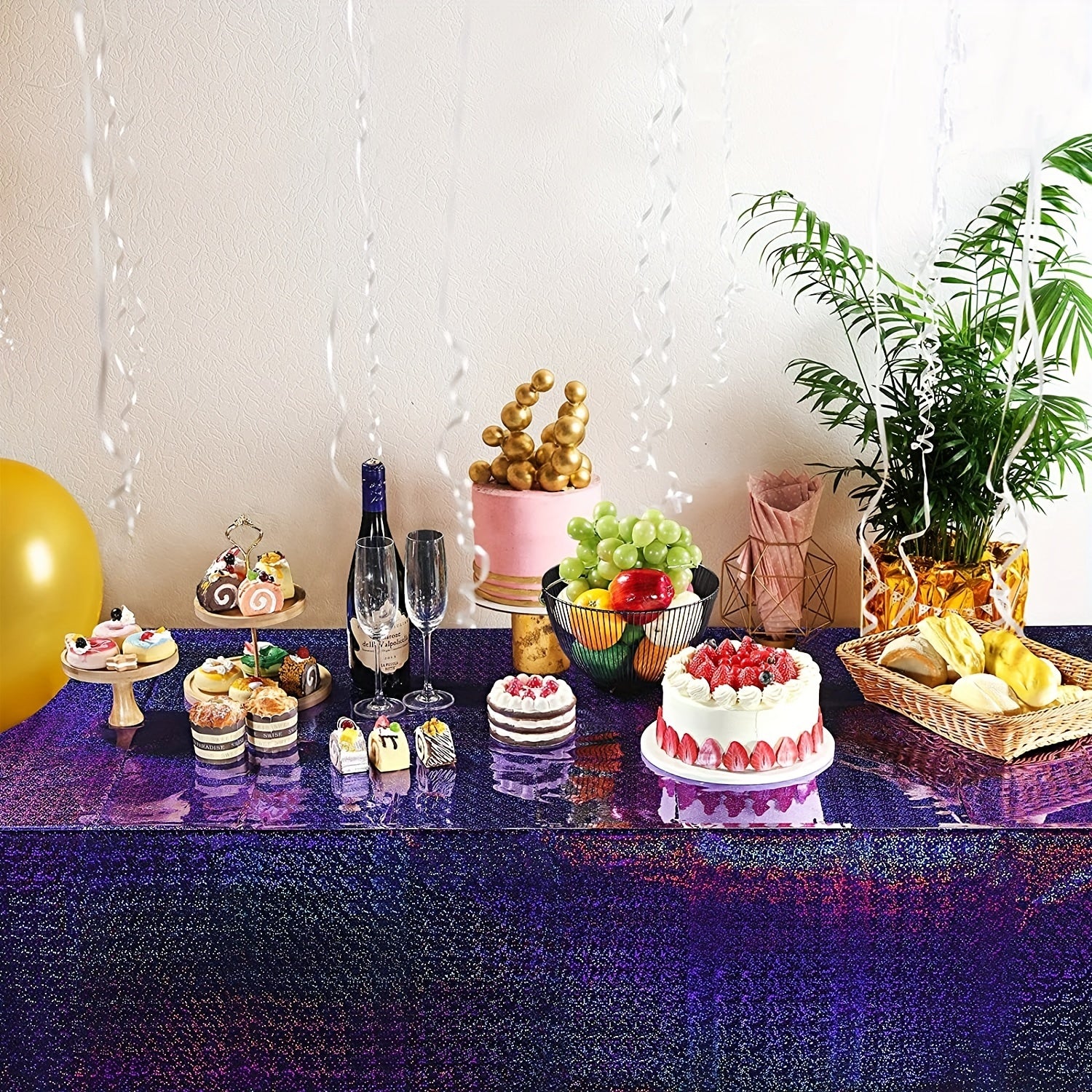 Iridescence Plastic Tablecloths 137x274cm Laser Table Covers Holographic Foil