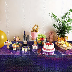 Iridescence Plastic Tablecloths 137x274cm Laser Table Covers Holographic Foil