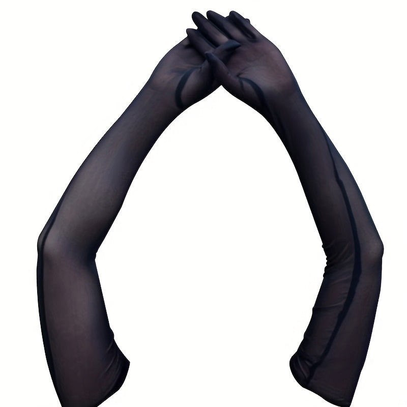Elastic Mesh Breathable Long Gloves for Women