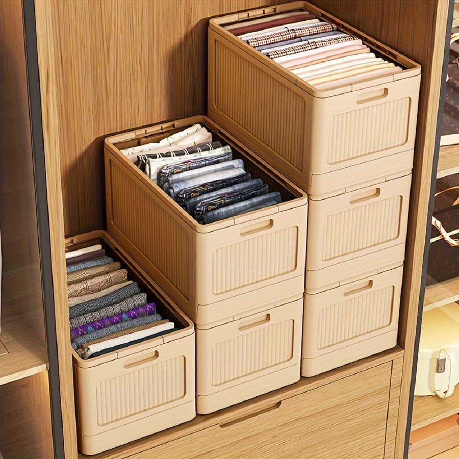 3pcs Clothes Drawer Storage Box Plastic Folding Clothes Drawer Basket