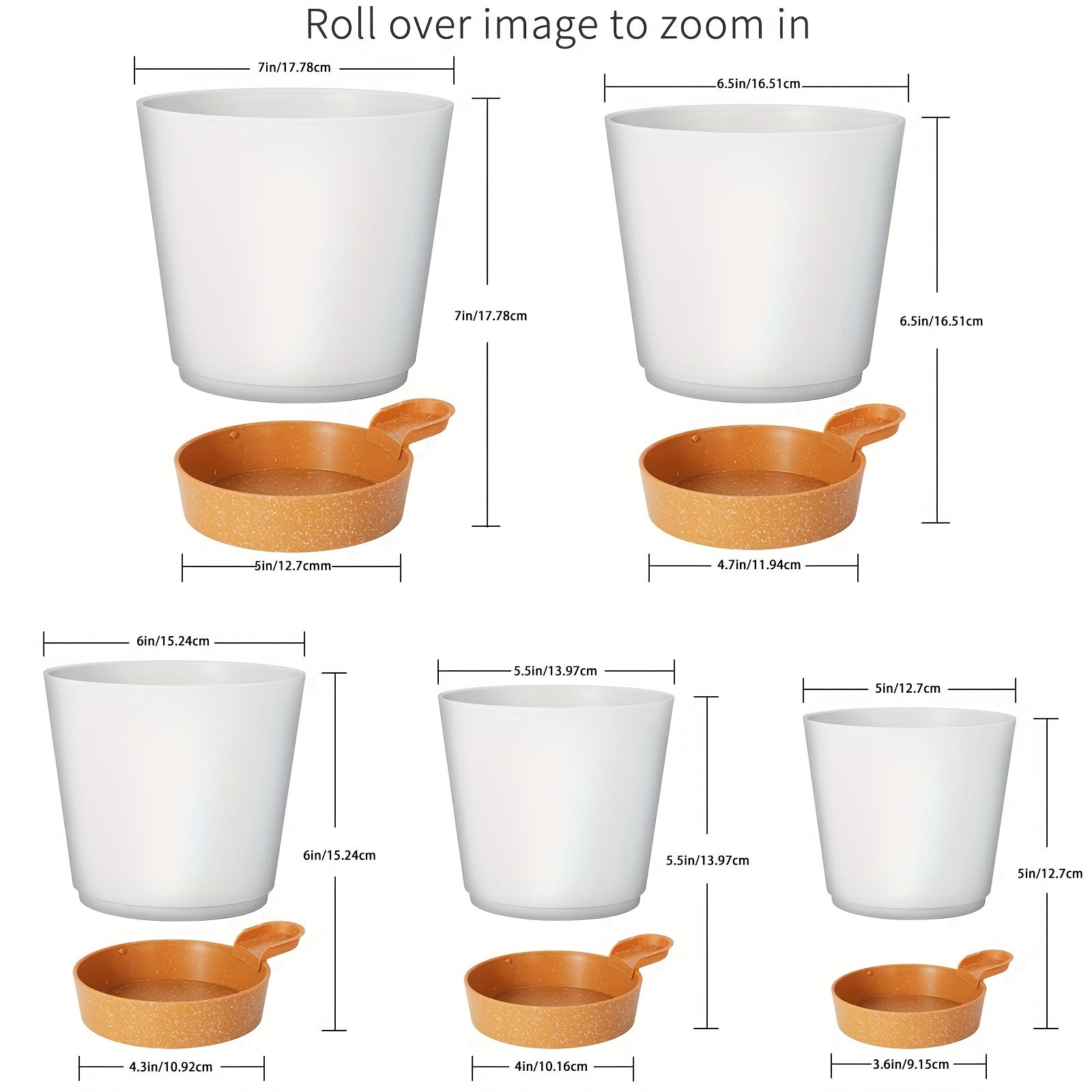 GARDIFE 5pcs Self Watering Planters Plastic Flower Pots - Various Sizes