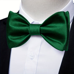 Formal Men's Silk Bow Tie Solid Pre self Bow Tie Square Cufflink Wedding Set