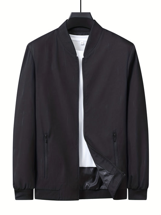 Men's Zipper Plain Jackets Windproof Casual Baseball Jacket
