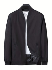 Men's Zipper Plain Jackets Windproof Casual Baseball Jacket