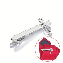 Men's Musical Note Tie Clip Silver Business Tie Decor