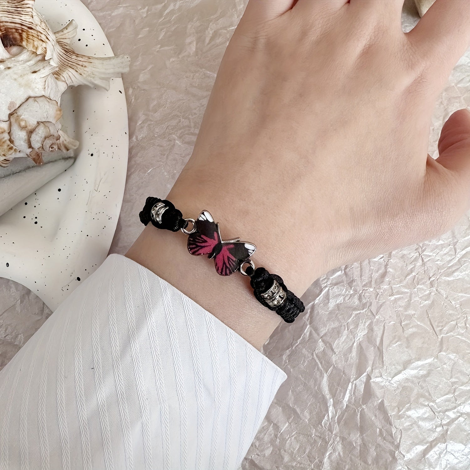Butterfly Charm Rhinestones Adjustable Bracelet Boho Style