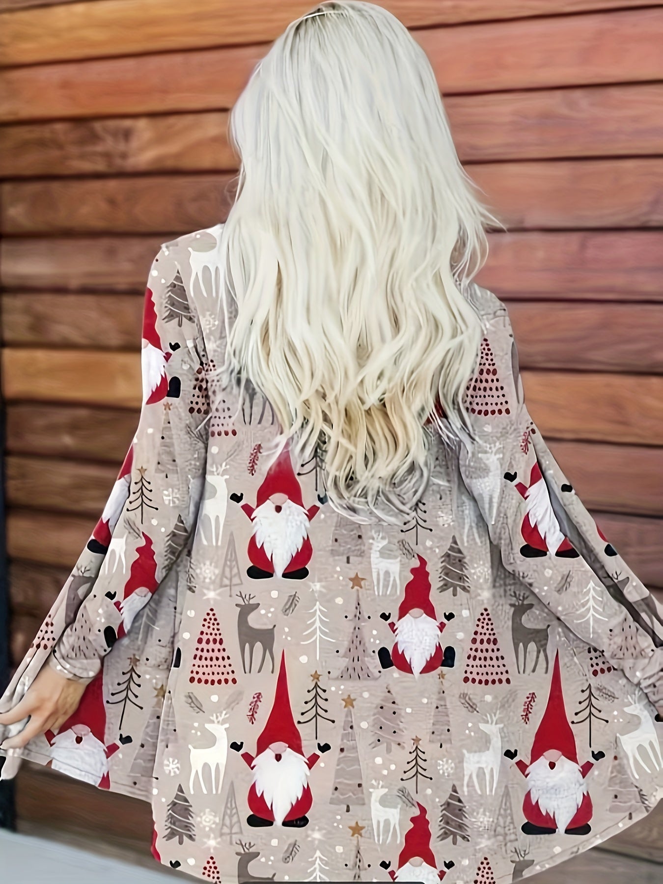  Graphic Print Long Sleeve Cardigan