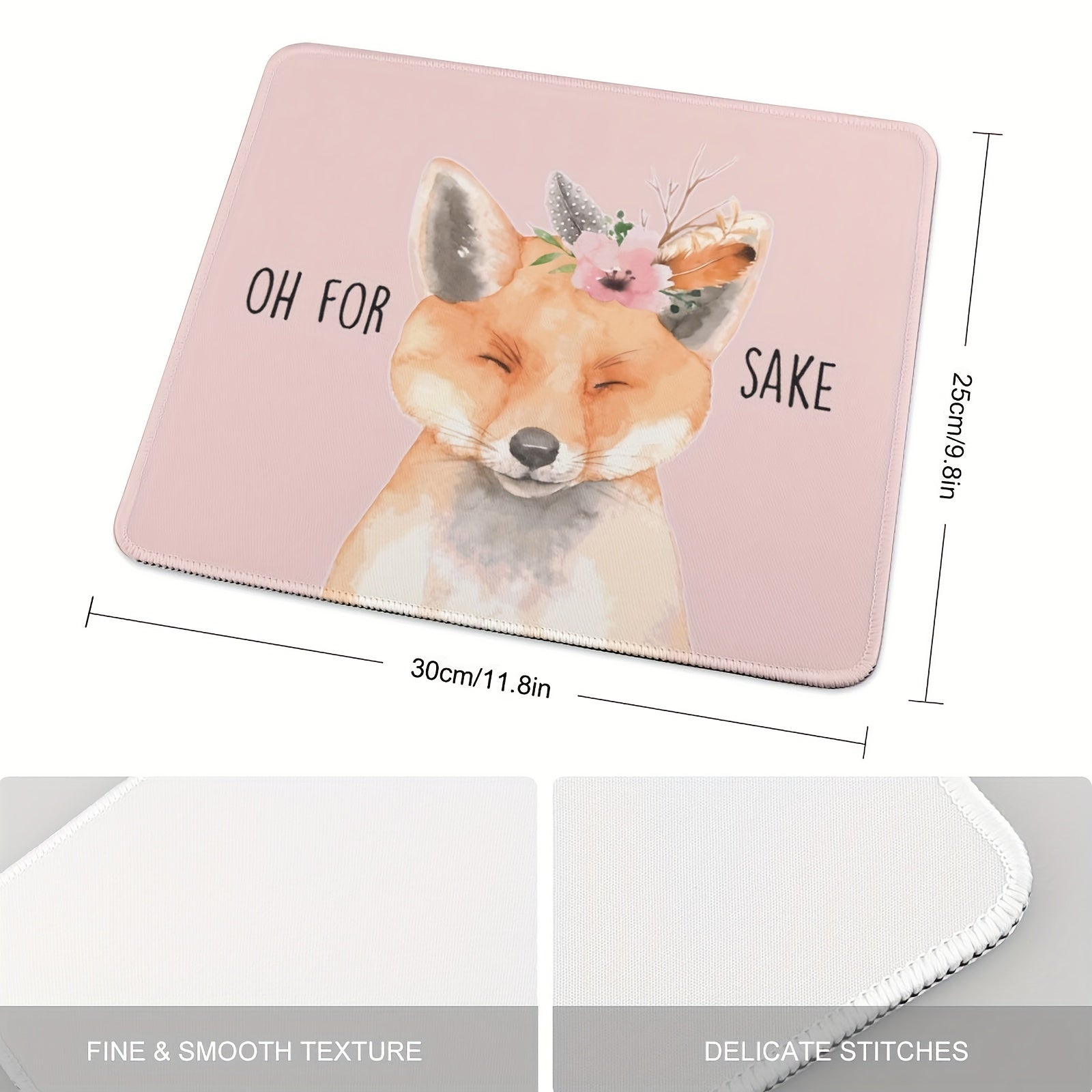 Pink Fox Mouse Pad Non Slip Rubber Base
