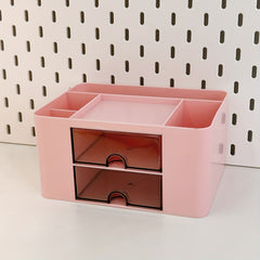 Square Double Layer Drawer Pen Holder Storage Box
