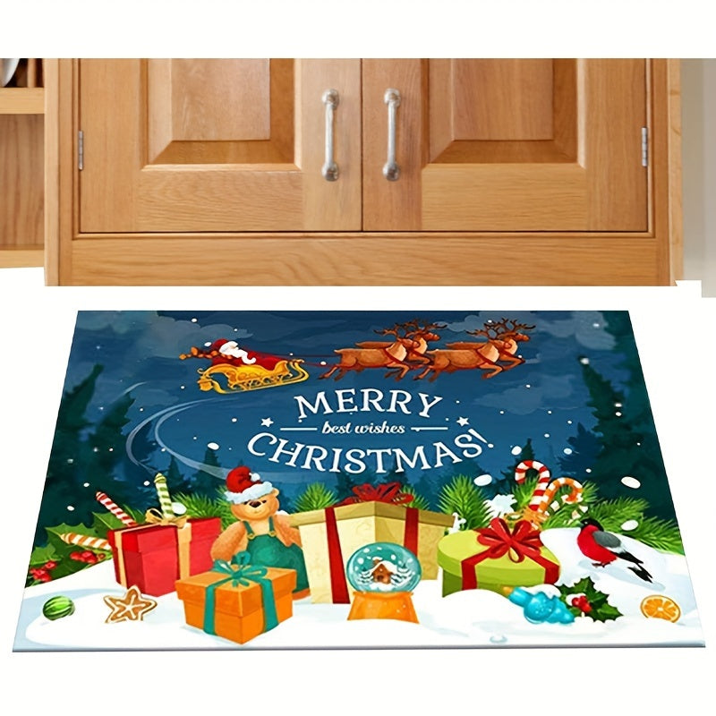 Christmas Element Welcome Doormat Dirt Resistant Anti-slip Floor Rug