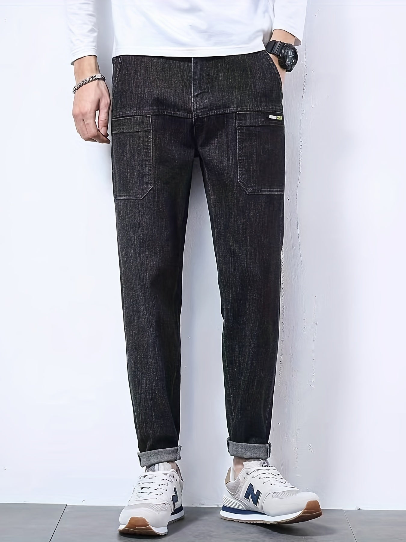 Men's Casual Denim Harem Pants with Pockets