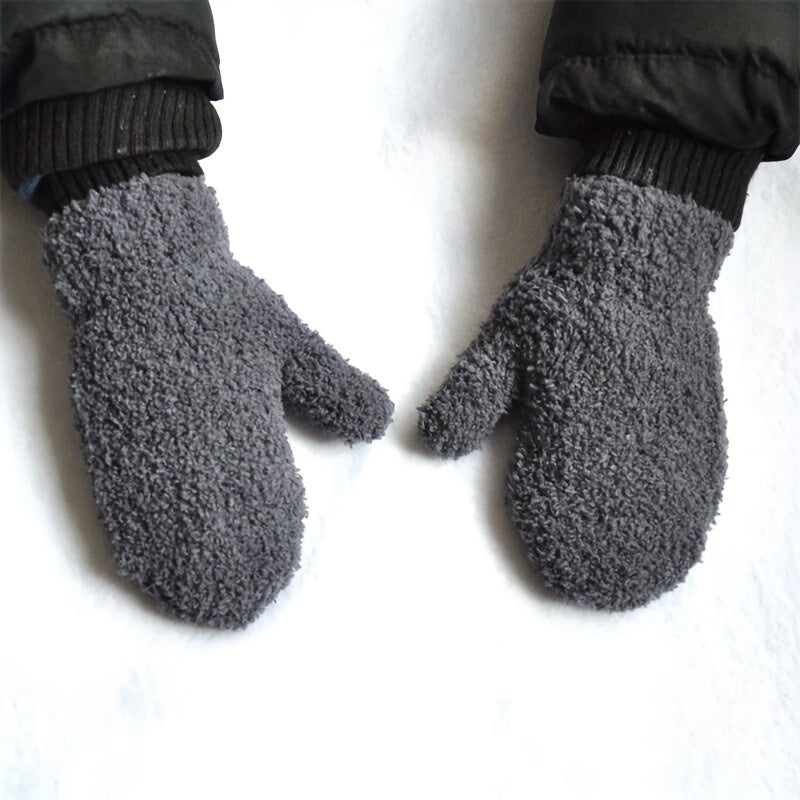 Warm Plush Baby Gloves Thick Winter Full Finger Gloves