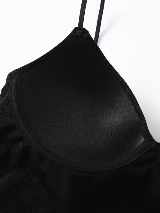 Solid Cami Top V Neck Sleeveless Padded Top