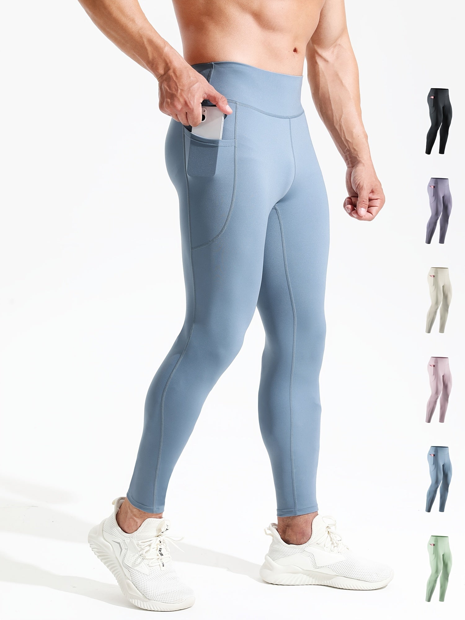 Men's High Waist Compression Legging Breathable Tights