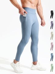 Men's High Waist Compression Legging Breathable Tights
