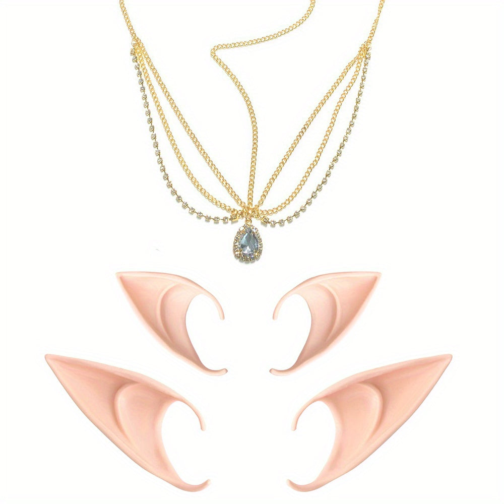 Vintage Crystal Elf Ears Headpiece Set