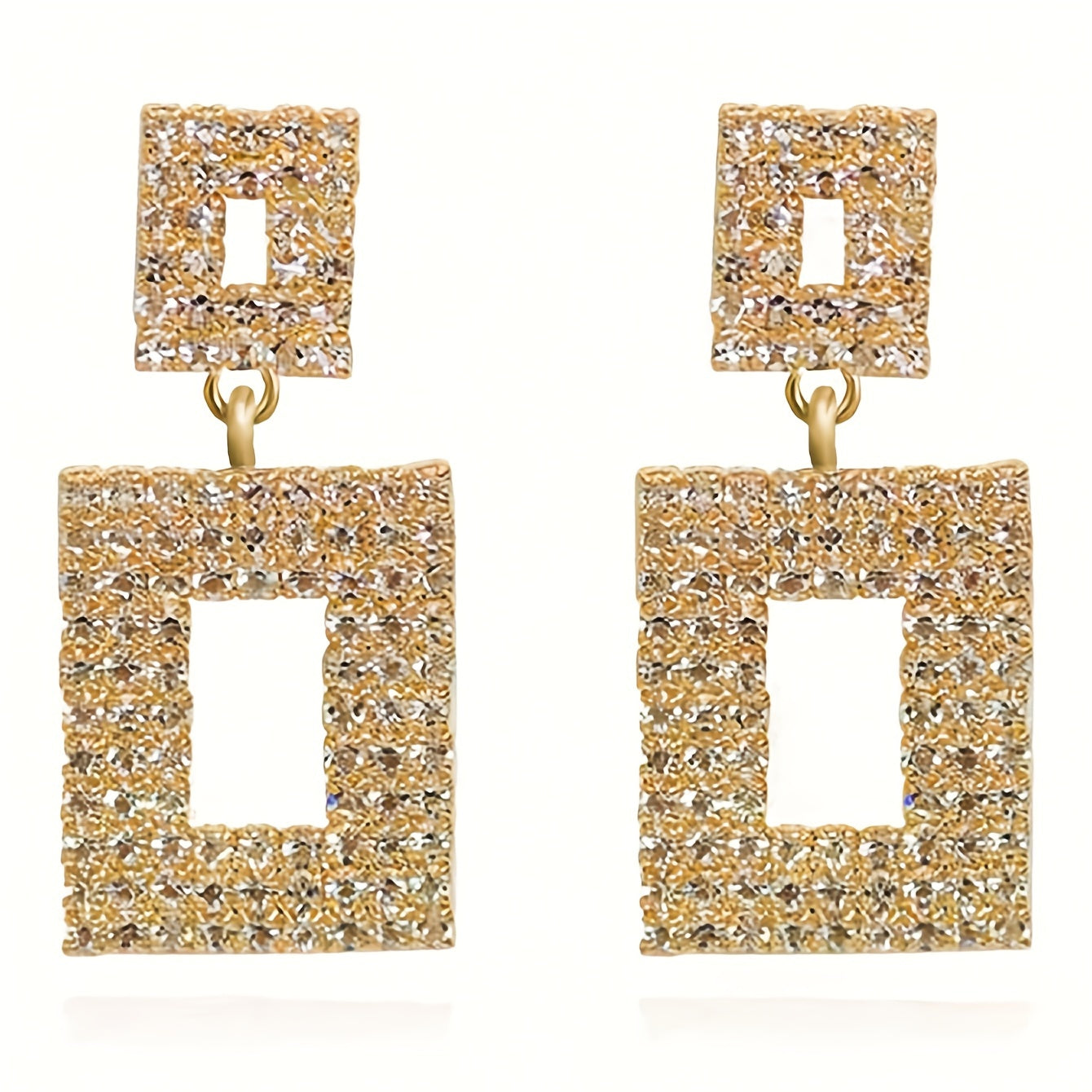 Geometric Square Stud Earrings Drop Wedding Crystal Earrings