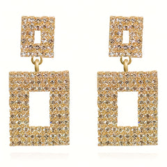 Geometric Square Stud Earrings Drop Wedding Crystal Earrings