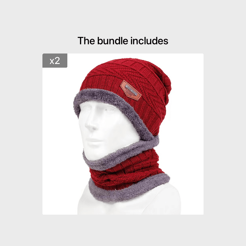 Men's Winter Triangle Knit Beanie Set
