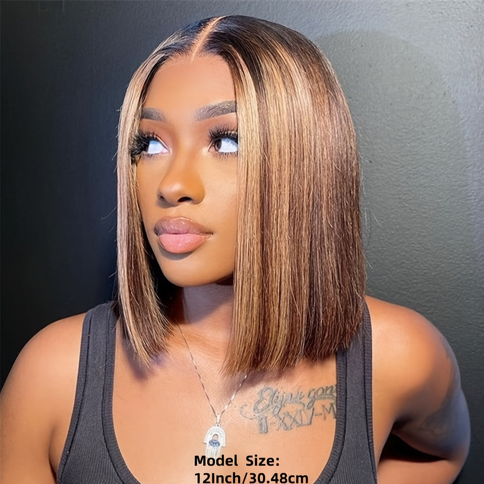 Highlight Ombre 4x4 Lace Closure Human Hair Bob Wig