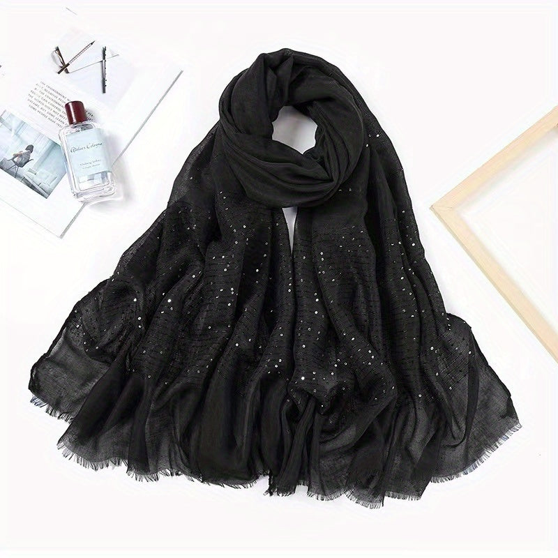 Solid Tassel Muslin Hijab Headband Thin Breathable Shawl