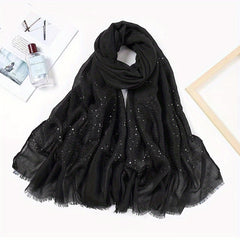 Solid Tassel Muslin Hijab Headband Thin Breathable Shawl