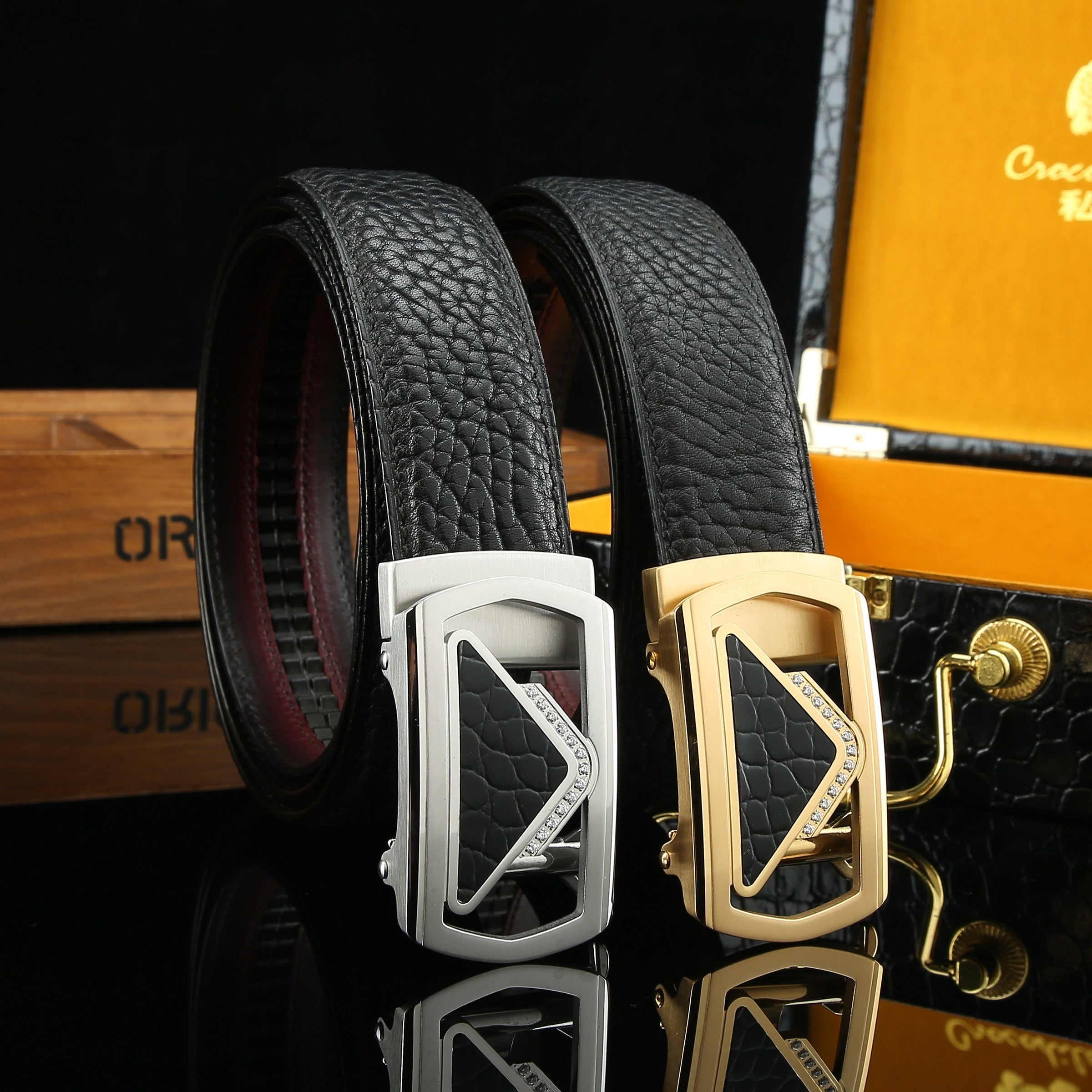 Men's Wild Style Hollow Buckle Belt 304 Stainless Steel Triangle