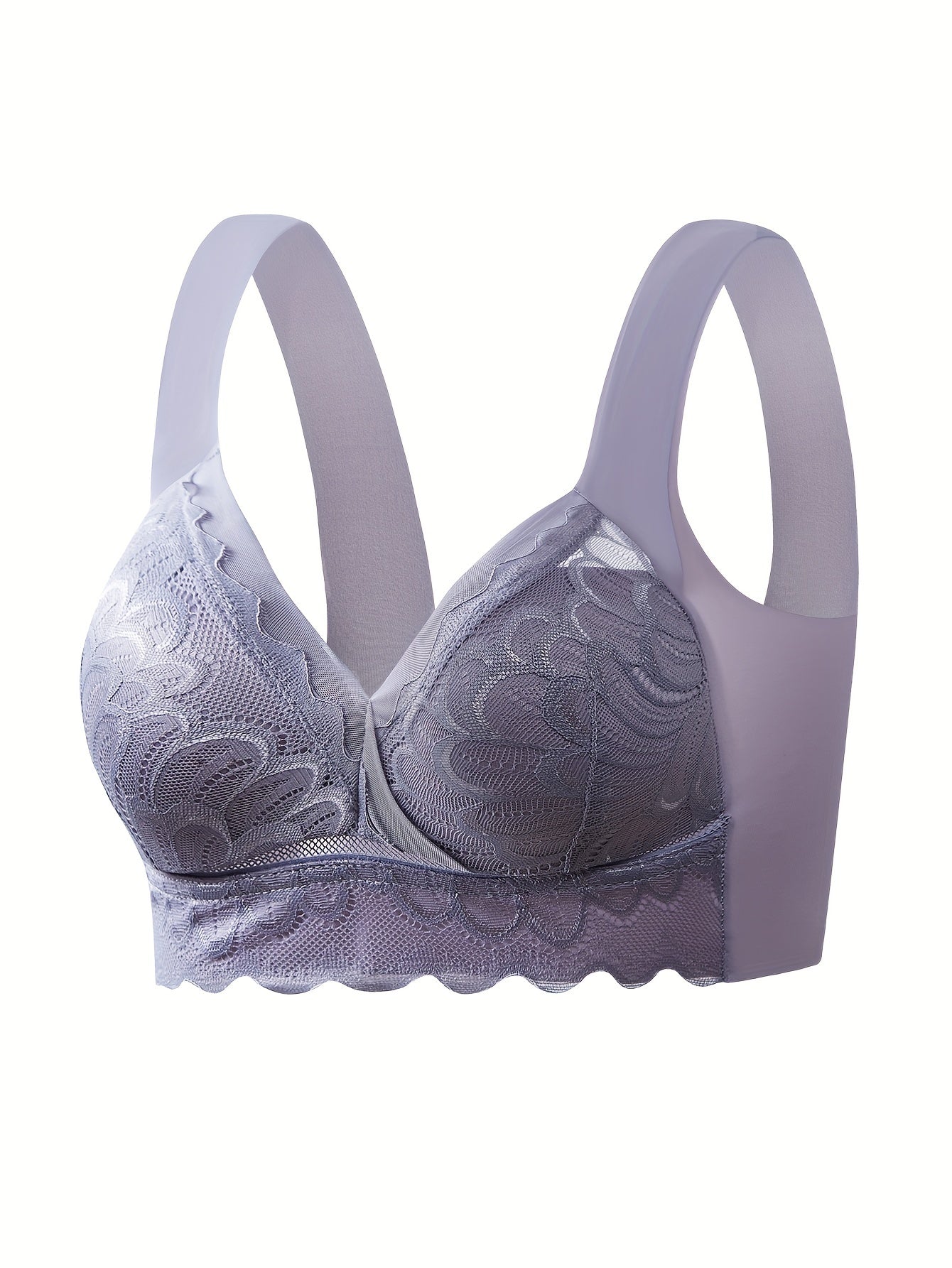 Lace Wireless Bra Scallop Trim Stretch Tank Bra