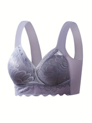 Lace Wireless Bra Scallop Trim Stretch Tank Bra