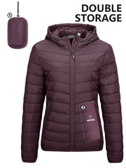 Women's Packable Puffer Jacket With Hood Quilted Winter Coat
