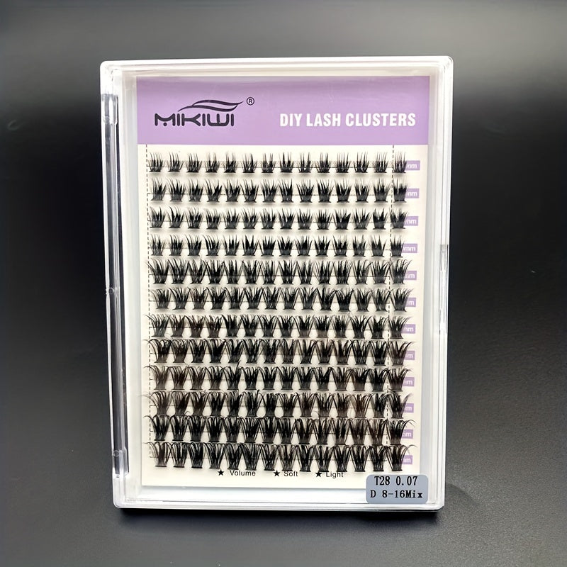 168pcs DIY Eyelash Extension Kit D Curl Volume Individual Lashes 8-16mm