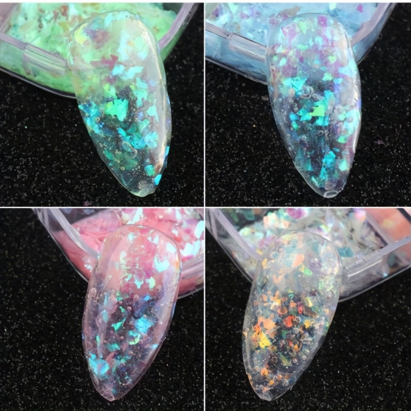 12 Grids Holographic Nail Glitter Flakes for 3D Nail Art