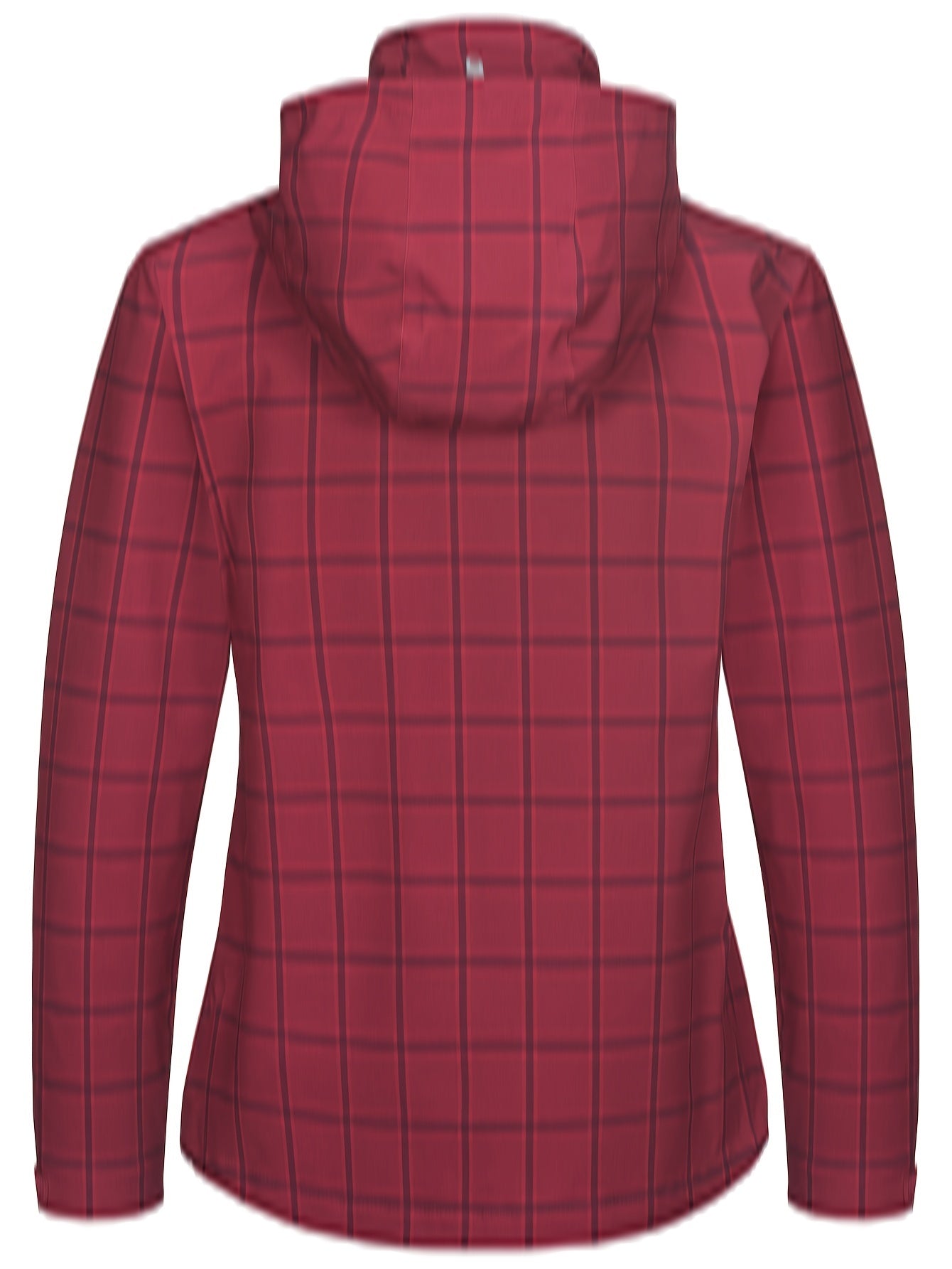 Women's Plaid Print Hooded Jacket Windproof Lightweight Full Zipper