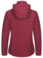 Women's Plaid Print Hooded Jacket Windproof Lightweight Full Zipper