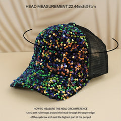 Sequins Solid Baseball Cap Mesh Hip Hop Trucker Hat Y2K Sunshade Sports Hats