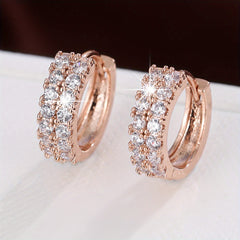 Zircon Decor Hoop Earrings Minimalist Style Copper 18K Plated