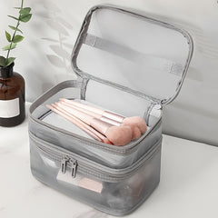 Mesh Transparent Toiletry Bag Portable Handheld Cosmetic Storage Bag