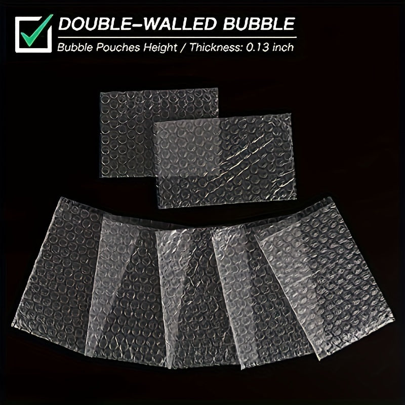 50pcs 10x16x15cm Clear Bubble Bags Double Walled Cushioning Bags