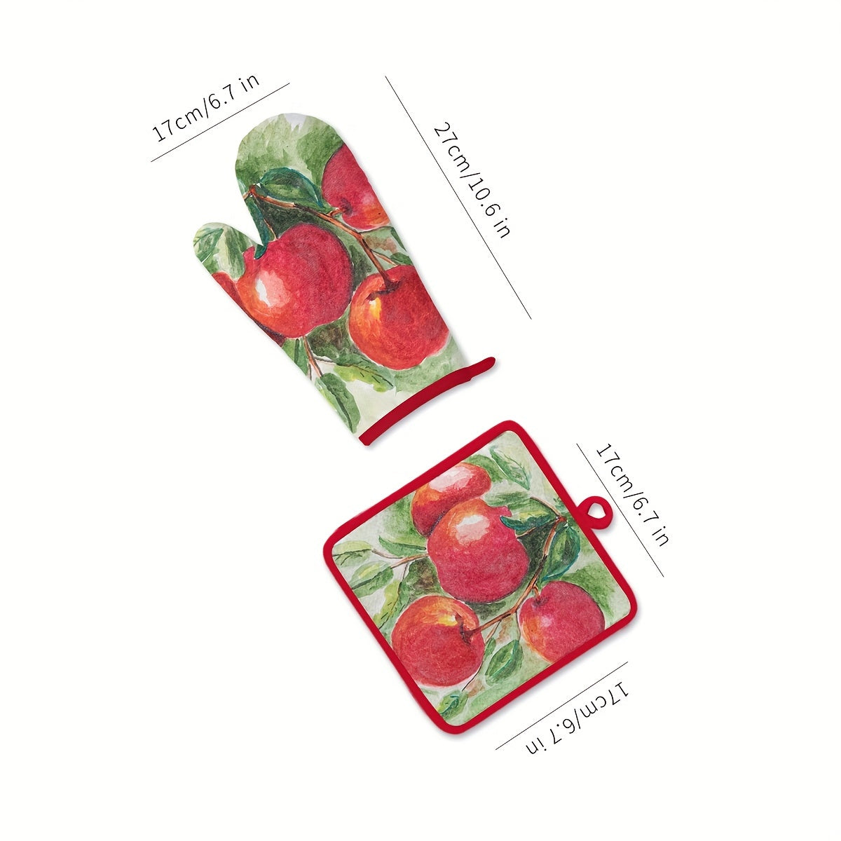 2pcs Fruit Theme Cotton Oven Mitts Heat Resistant Double Layer Baking Mitts
