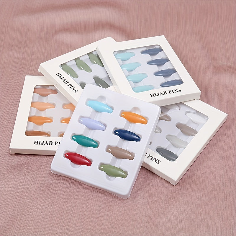 8pcs Candy Scarf Pin Plastic Safety Pins Set Brooch Shawl Clips Hijab
