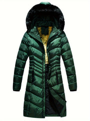 Women's Long Thickened Puffer Jacket Hooded Warm Outdoor Clothing