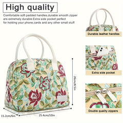 Rose PU Insulated Lunch Bag With Handle And Zipper