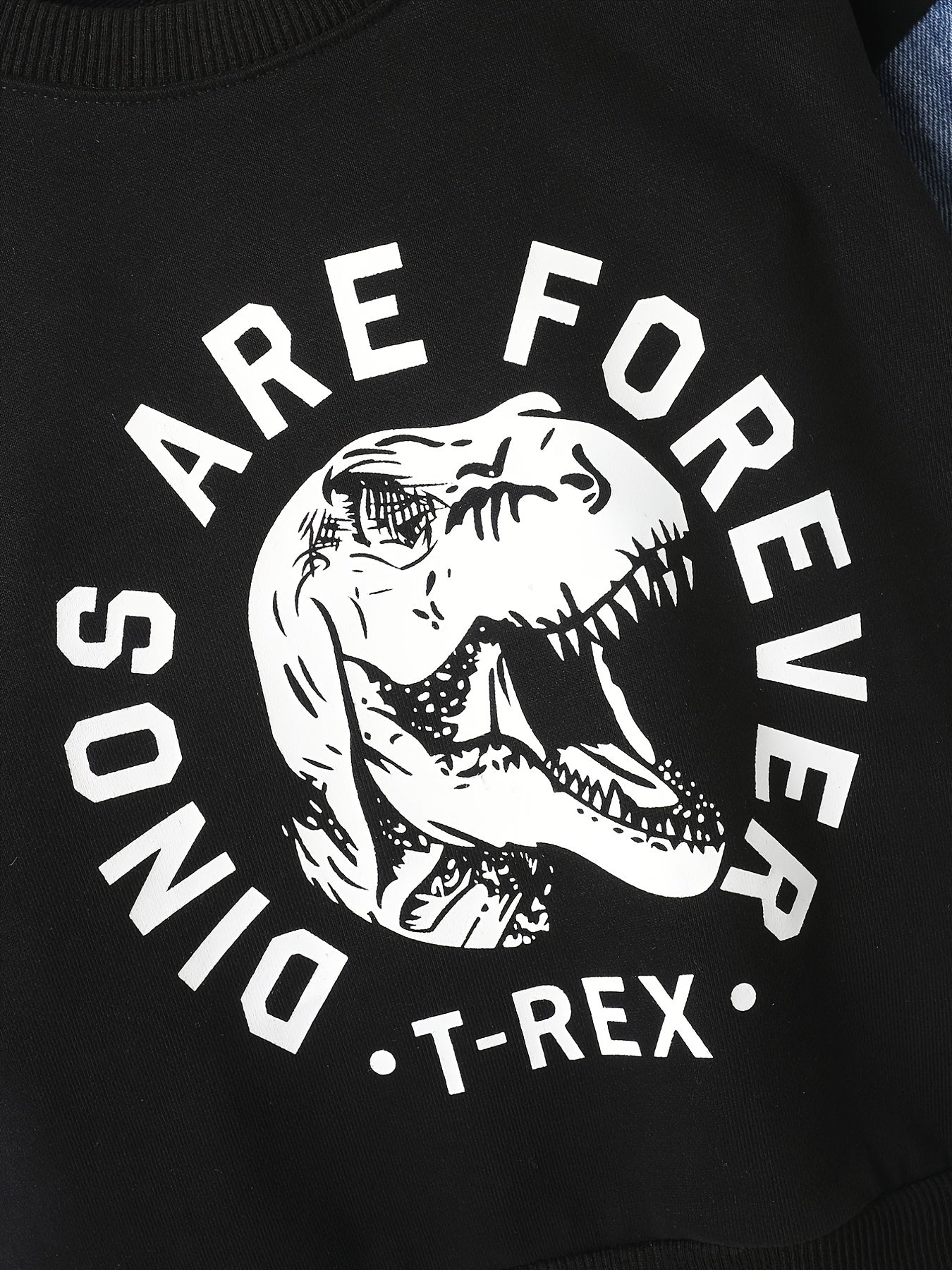 Baby Boys Denim Splicing Dinosaur Print Sweatshirt Top