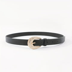 Rhinestone Buckle Belt Thin PU Leather Casual Dress Girdle For Women