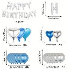 Silvery Happy Birthday Balloon Set - 23pcs